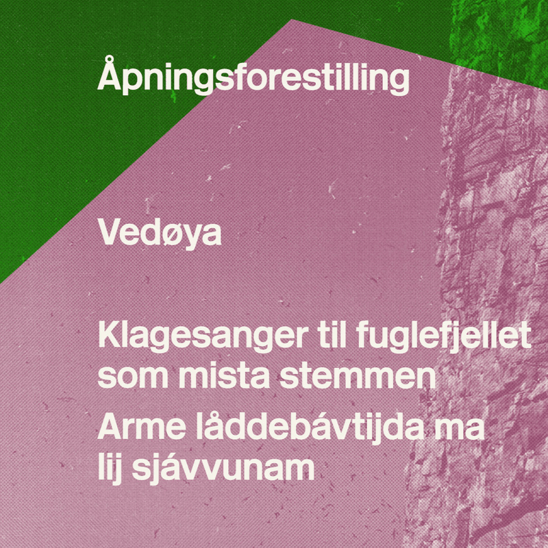 Åpningsforestilling: Vedøya – Klagesanger til fuglefjellet som mista stemmen / Arme låddebávtijda ma lij sjávvunam